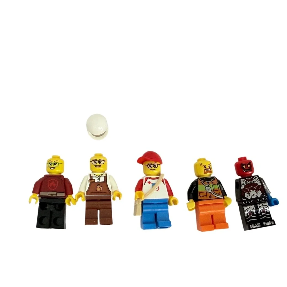 LEGO Minifigures Lot 5 Figures Multi Barista Space Fan Firefighter Demon Warrior